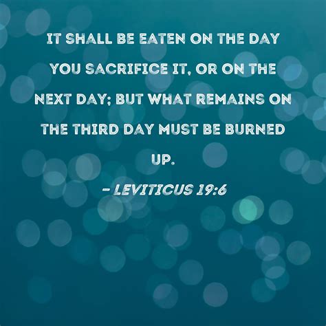 Leviticus 19:6 It shall be eaten on the day you sacrifice it, or on the ...