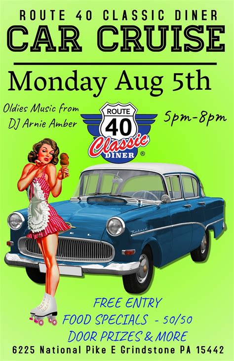 Car Cruise at Route 40 Classic Diner Monday Aug 5, 6225 National Pike ...