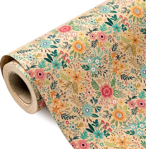 Amazon.com: WRAPAHOLIC 30 Inch Jumbo Kraft Floral Wrapping Paper Roll ...