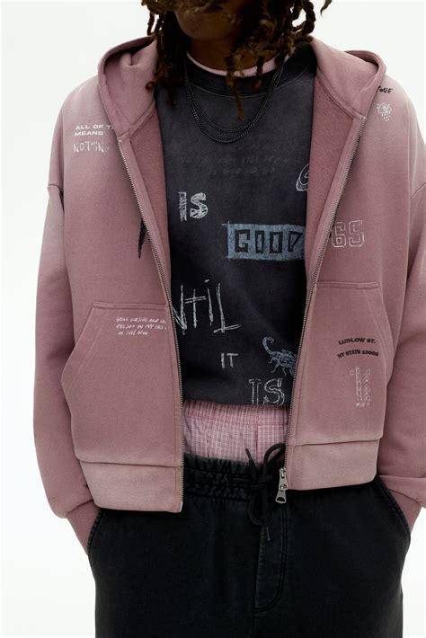 Oversized Fit Zip-through hoodie - Pink/Nothing - Men | H&M IN