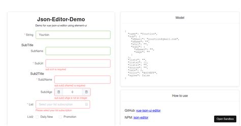 CodeMirror JSON Editor 的图像结果