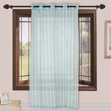 Buy Homefab India 1 Piece Sheer Strips Long Door Curtain - 8ft, Aqua ...