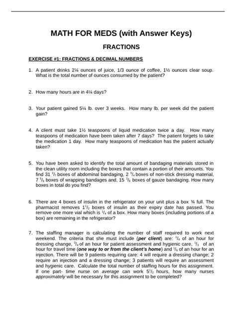 Image result for Basic Nursing Math Practice