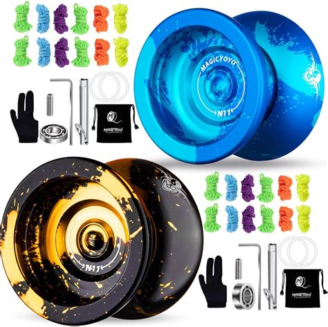 Amazon.com: Pack of 2 Yoyos- MAGICYOYO N11 Black Golden Dual Purpose ...