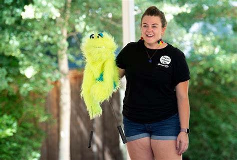 Meet Morrie the Monster — the bright yellow mascot of Puppet Palooza ...