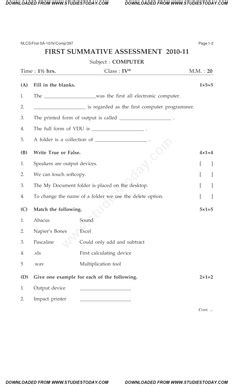 4th Class Computer Question Paper - Fill Online, Printable, Fillable ...