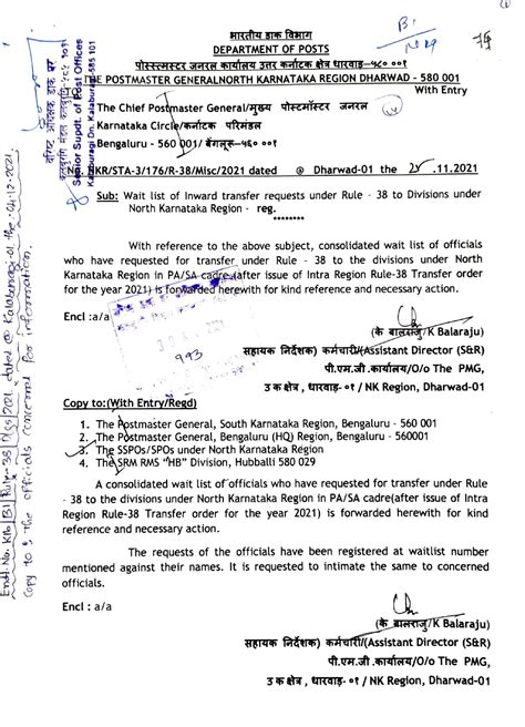 Rule 38 Inward Transfer Requests | Wait list of Inward transfer ...