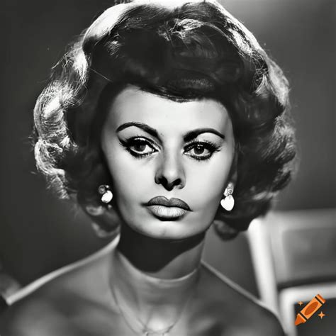 Timeless portrait of 1950s Sophia Loren, soft features, serious gaze ...