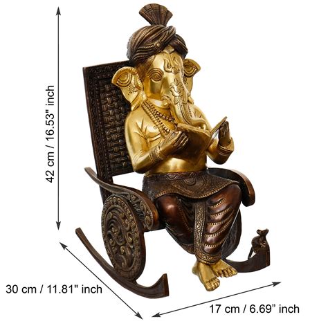 Lord Ganesha Reading Book and Sitting on Rocking Chair Antique Look ...