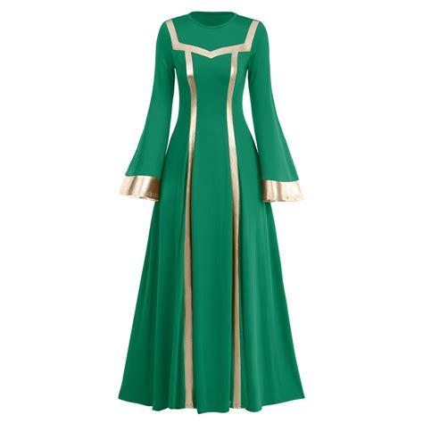 Buy IMEKIS Women Metallic Praise Dance Dress Liturgical Church Worship ...