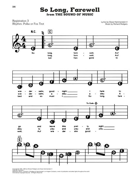 So Long, Farewell (from The Sound Of Music) by Rodgers & Hammerstein ...