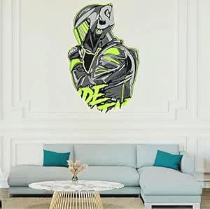 Cyberpunk Armoured Warrior Wall Sticker, Neon Green and Grey, Gaming ...