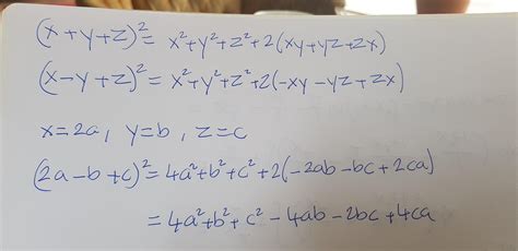 How to expand (2a-b+c)^2 using identities - Brainly.in