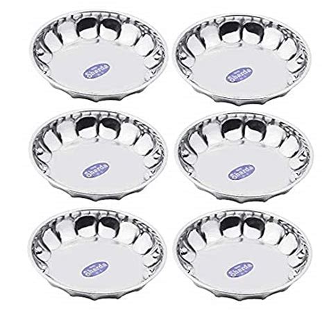 Buy Sharda Metals Stainless Steel Heavy Fancy Dishes, Set of 6-5 inches ...