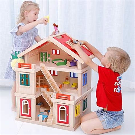Buy Toys Uncle 3 Storey Wooden Doll House Online at Low Prices in India ...