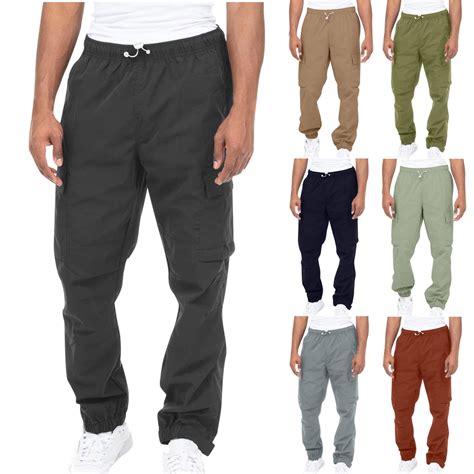 cllios Mens Cargo Pants Elastic Waistband Jogger Sweatpants Casual ...