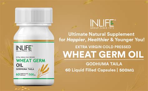 Inlife Wheat Germ Oil Supplement 500 Mg - 60 Capsules (Pack of 4 ...