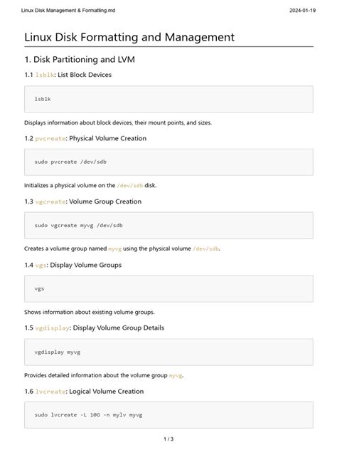 Linux Disk Management & Formatting | PDF | File System | Data