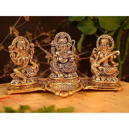 Buy Collectible India Laxmi Ganesh Saraswati Idol Diya Oil Lamp Deepak ...