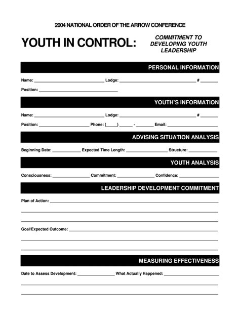 Fillable Online training oa-bsa YOUTH IN CONTROL COMMITMENT TO ...