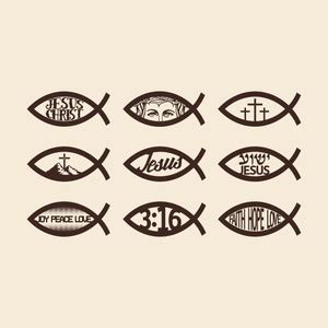 set of Jesus fish |god poster|christian god poster|jesus poster| Paper ...