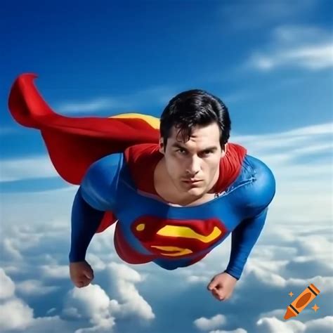 Superman flying through clouds on Craiyon