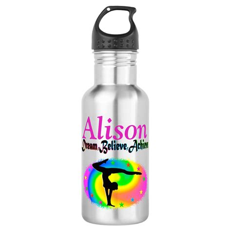 MOTIVATING PERSONALIZED GYMNASTICS WATER BOTTLE | Zazzle