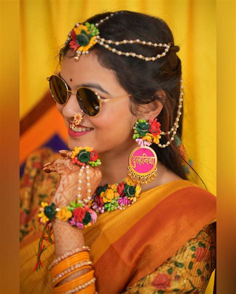 Elegant Pink & Yellow Floral Jewelry Set for Bridal Haldi - Mehndi