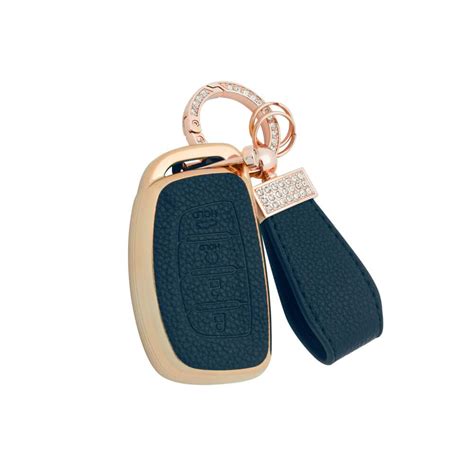 Keyzone Litchi Leather Textured TPU Key Cover & Keychain for Hyundai ...