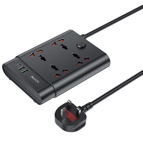 YESIDO MC11 2650W Power Strip 4 UK Sockets + PD + 2 USB Ports ...