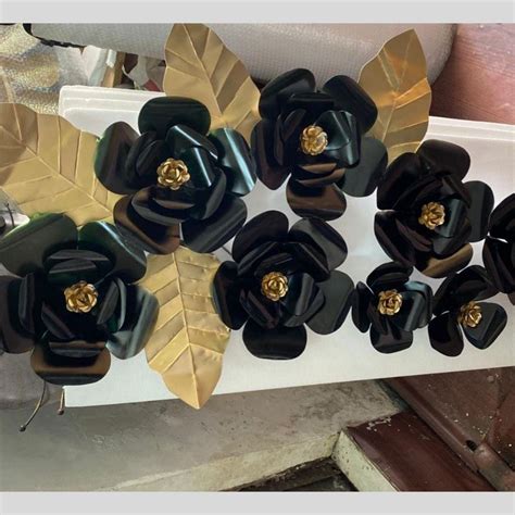 Dark Green Rose Wall Art (45 x 26 Inches) - Punam Metalcrafts