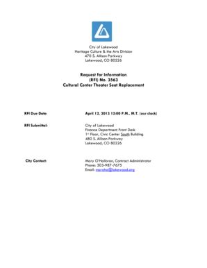 Fillable Online RFI No 3563 Cultural Center Theater Seat Replacement ...