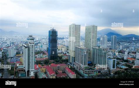 Photograph of Nha Trang beach with many high rise buildings behind it