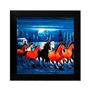 Indianara VASTU Seven Horses Paintings (2040) Without Glass 13.8 X 13.8 ...
