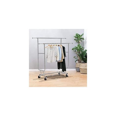 Buy Yaheetech Double Rail Portable Clothing Garment Rack on Wheels ...