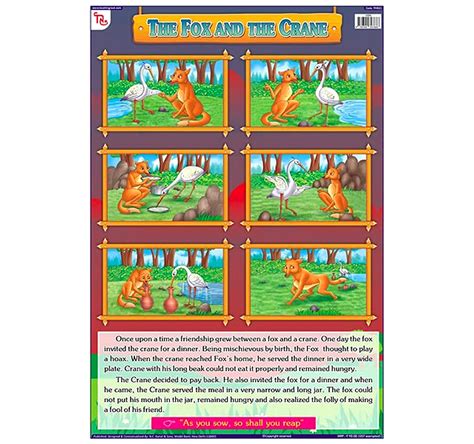 The Fox and the Crane Chart | English Moral Story | Laminated 33x48 cm ...