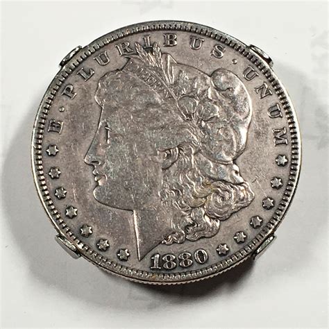 1880 Morgan Silver Dollar Money Clip*39.39 Grams Total Weight ...