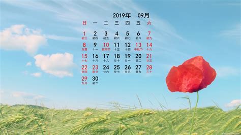 2019年 カレンダー A4横イラスト付き 9月 | 無料イラスト素材｜素材ラボ