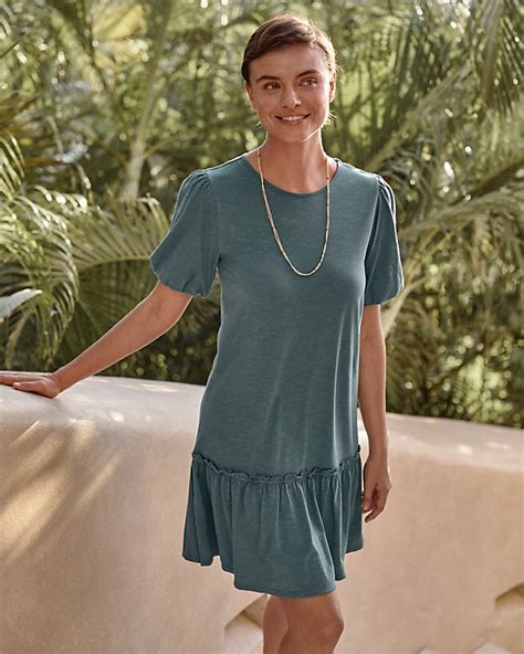 Organic-Cotton & TENCEL™ Ruffle-Detail Dress | Garnet Hill