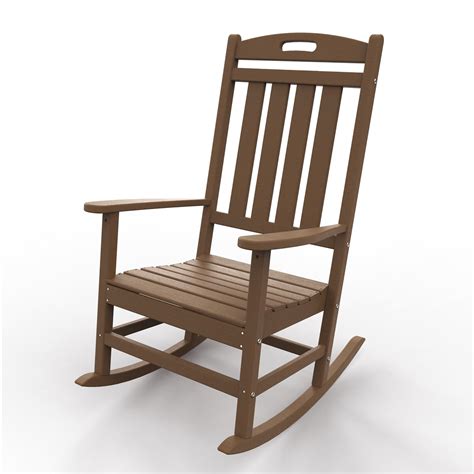 Outdoor Rocking Chair, Looks Like Wood, High Back Poly Lumber Patio ...