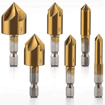 BANISTROKES High Speed Steel 6Pcs Countersink Drill Bit 1/4'' Hex Shank ...