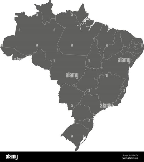Vector blank map of Brazil with regions or states and administrative divisions. Editable and ...