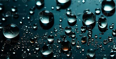 Full frame of water drops sliding on a black wet surface - AI generated ...