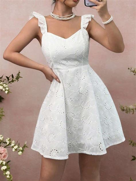 SHEIN Clasi Women's Summer High-End Hollow-Out Embroidered Flutter ...