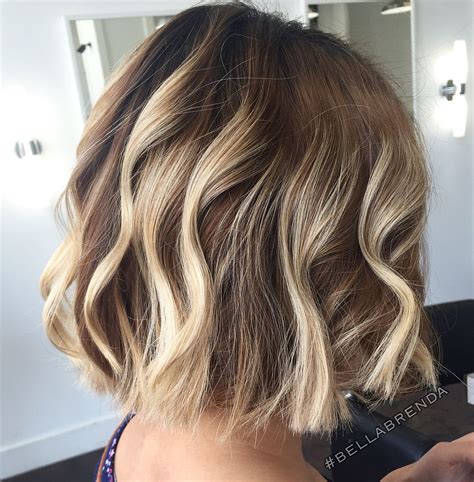 Short blunt Bob + blonde ombré + blonde balayage + beachy waves | Short ...