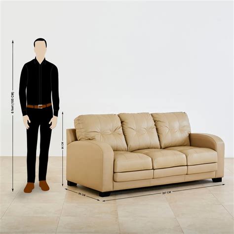 Buy Vista Half Leather 3-Seater Sofa - Beige from Home Centre at just ...