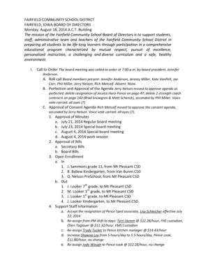 Fillable Online Roll call Board members present Jennifer Anderson ...