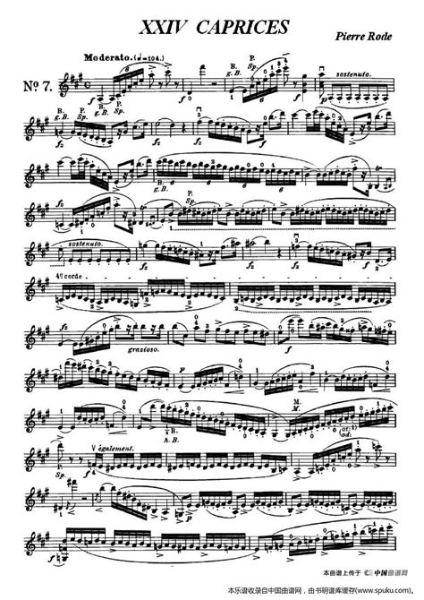 24首小提琴练习曲之7 小提琴谱 五线谱