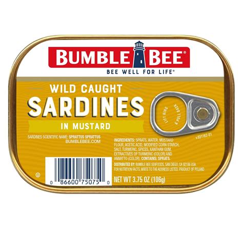 Amazon.com : Bumble Bee Sardines in Mustard Sauce, 3.75 oz Tin (Pack of ...