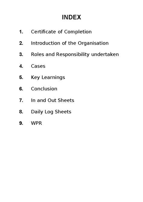 clinical psychology - INDEX 1. Certificate of Completion 2 ...